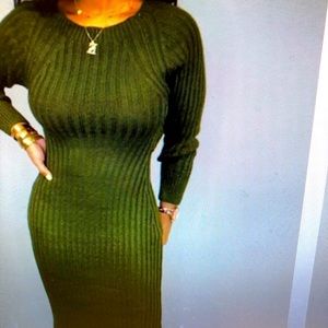 Mid calf round neck has some stretch